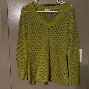 chicos lime green long sleeve crochet / knit top - size 1 - slime color - cotton